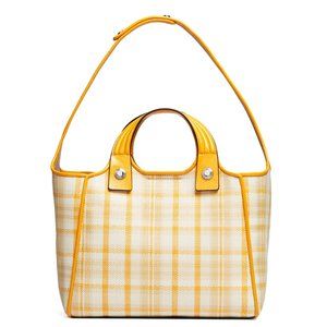 Tory Burch Rory Plaid Mini Tote in Sunshine Yellow